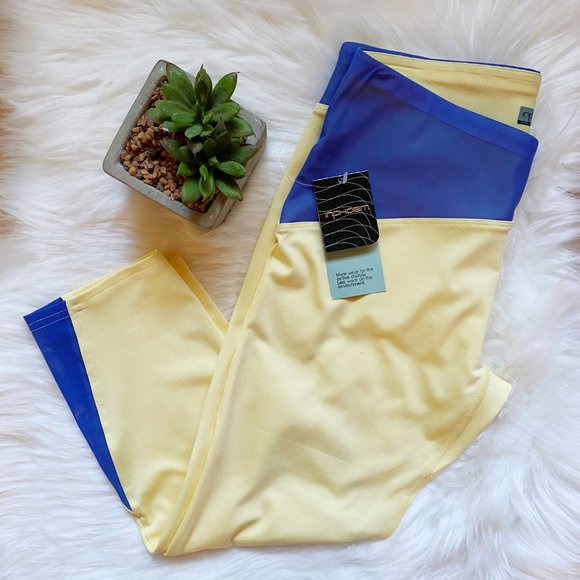 inphorm yellow blue cropped capri leggings sz s - Picture 6 of 6